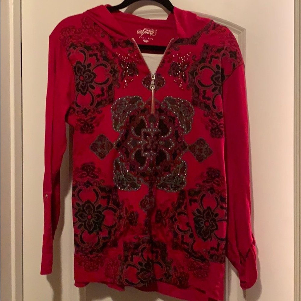 Red sparkle shirt/sweatshirt